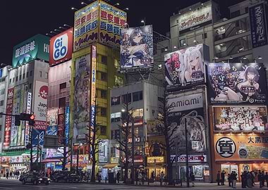 Akihabara street at night