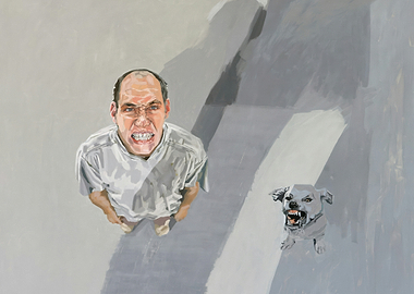 Angry Man and barking dog