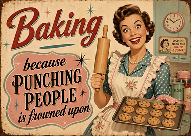 Retro Baking Humor Sign