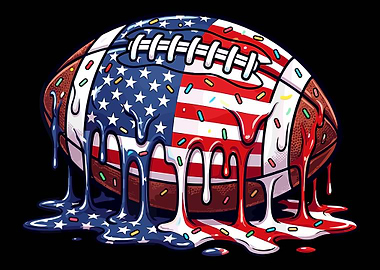 Donut Football American Flag – Funny Game Day Food Sports Poster