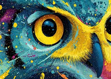 Vibrant Owl Eye Close-Up