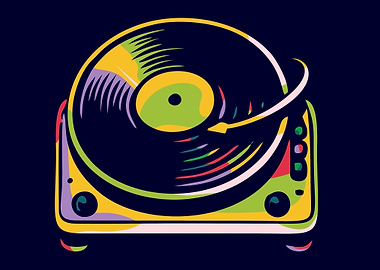 Colorful Turntable with Vinyl Record
