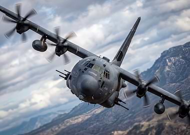 Military Cargo Plane in Flight