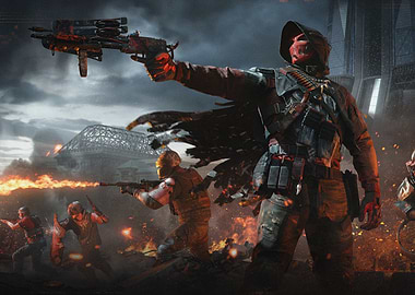 Soldiers in a Fiery Battlefield