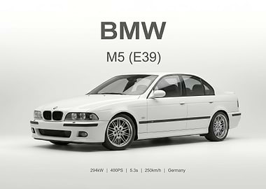 White BMW M5 (E39) Sedan poster