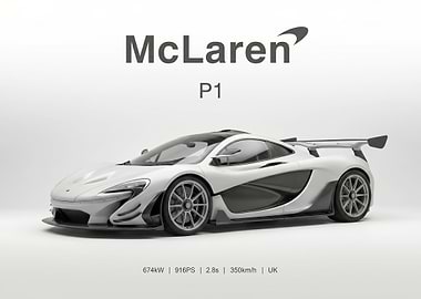 white McLaren P1 Supercar poster