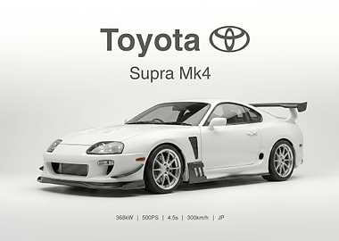 White Toyota Supra Mk4 jdm poster
