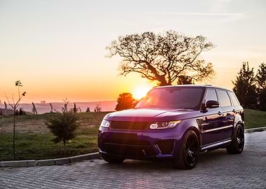 Purple Range Rover at Sunset