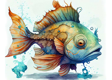 Watercolor Fish Art