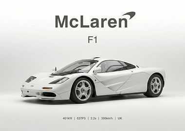 white McLaren F1 Sports Car poster