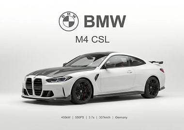 sport white BMW M4 poster