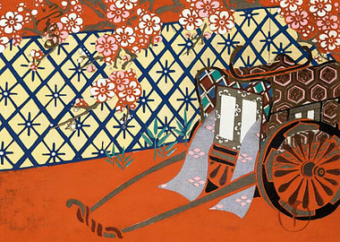 Japanese Cart with Cherry Blossoms