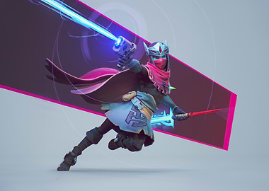 Hyper Light Drifter Stylized Warrior with Energy Weapons