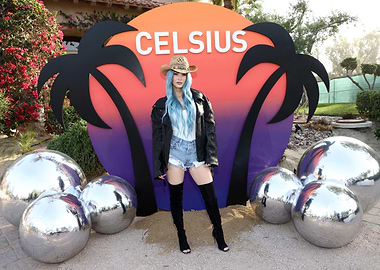 Woman Poses in Front of Celsius Sign