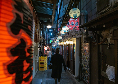 Japanese Alleyway at Night