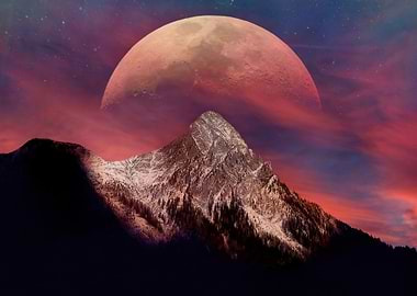 Surreal Mountain Moonscape