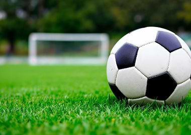 Soccer ball on a grassy field