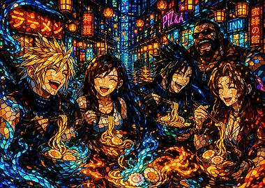 Final Fantasy Characters Enjoying Ramen