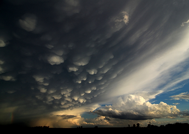 Mammatus Clouds Over a Silhouetted Landscape