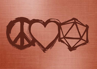 Peace Love D20 Board Game Room Art Pink