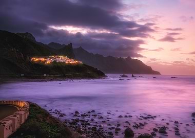 Coastal Village at Twilight - North Tenerife