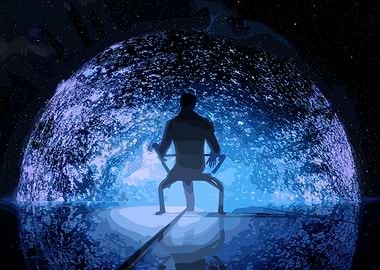 Man in Chair Facing Cosmic Phenomenon