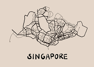 Singapore Map with Text
