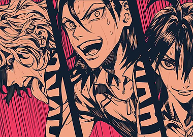 Anime characters in intense expressions