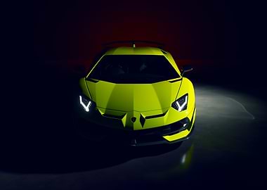 Lime Green Lamborghini Aventador Front View