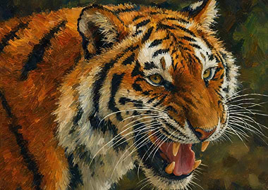 Fierce Tiger Roaring Painting