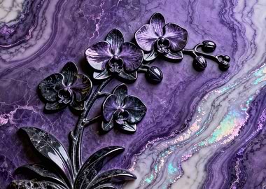 Purple Orchid on Marble Background