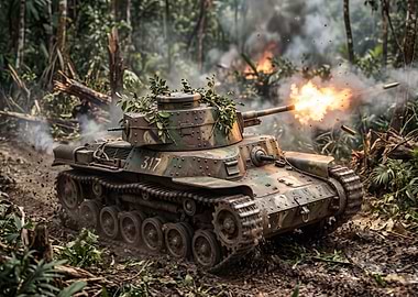 Tank Firing in Jungle