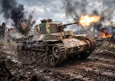 Tank Firing in Battle