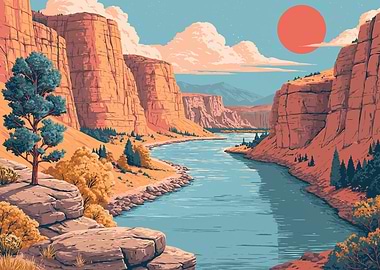Grand Canyon River Landscape