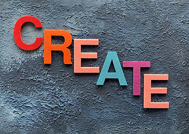 CREATE spelled out in colorful letters