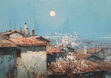 Rooftops Under a Pale Sun