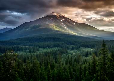 Majestic Mountain Peak at Sunset