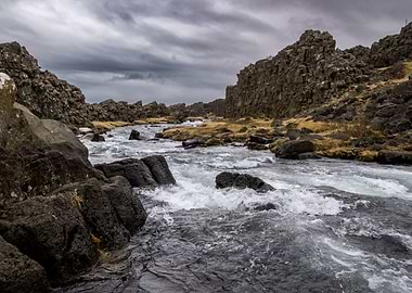 Rugged Icelandic Landscape with River