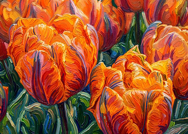 Vibrant Orange Tulips Painting