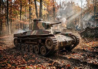 World War II Japanese Tank in Forest