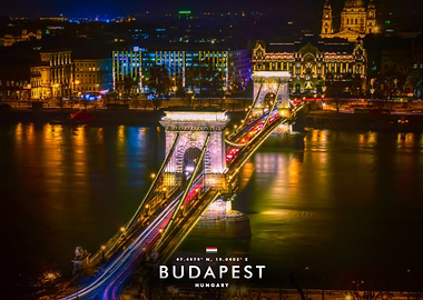 Budapest Chain Bridge at Night