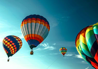 Colorful Hot Air Balloons in Blue Sky