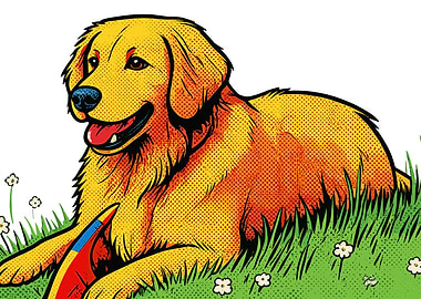 Golden Retriever Dog with Toy