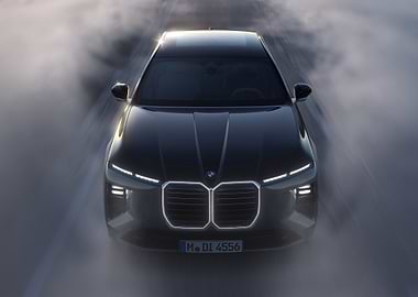 BMW iX Driving Through Fog