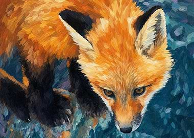 Close-up Painting of a Red Fox