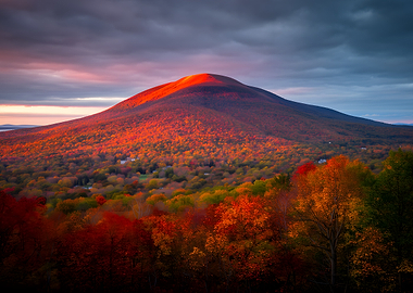 Mountain Peak Bathed in Sunset Light