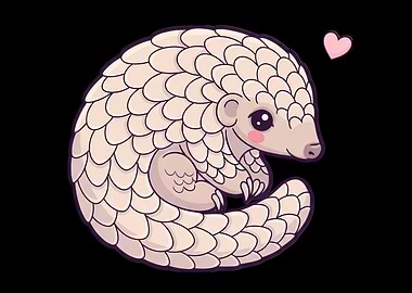 Cute Pangolin with Heart