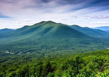 Verdant Mountain Landscape Under Cloudy Sky