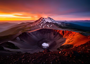 Volcano Crater at Sunrise