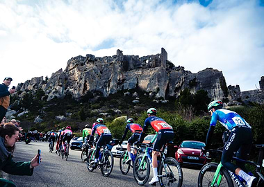 Cyclists race past ancient ruins